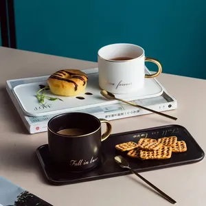 Tasses à expresso cappuccino de luxe personnalisées en porcelaine tasse à thé et soucoupe ensembles tasse à thé à café