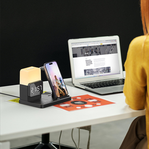 Chargeur sans fil intelligent 6 en 1 le plus récent de 2024, lumière LED, horloge, support de charge rapide pour iPhone, iWatch, AirPods, puissance de sortie <span class=keywords><strong>10W</strong></span>, OTP - Product Image 6