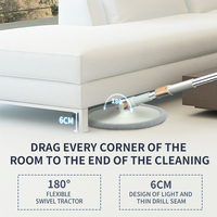 Set Alat Pel Lantai Homettler 360 Self-Wringer dengan Gagang Teleskopik, Kain Pembersih Microfiber Ramah Lingkungan untuk Rumah dan Dapur