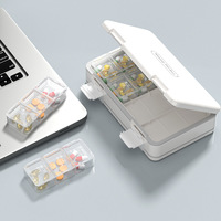 Estuche portátil para pastillas semanales de 7 días, Caja impermeable para medicamentos, caja de almacenamiento de medicamentos a prueba de humedad de 24 compartimentos con marca de tiempo para Olde