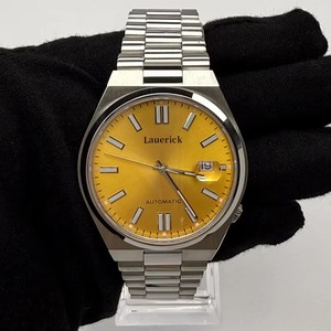 Men's <b>Automatic</b> Mechanical Date Luminous <b>Chronograph</b> Orange Dial Steel Bracelet Watch - Product Image 2