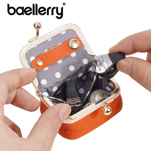 กระเป๋าใส่เหรียญผู้หญิง Baellerry หนังแท้ขนาดเล็ก ปิดด้วยตัวล็อค สีพื้น ใช้ได้ทุกวัน - Product Image 3