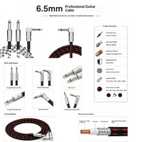 Câble de raccordement audio tressé en gros mâle-mâle 6,5 mm pour guitare électrique, basse, clavier, avec conducteur en cuivre sans oxygène