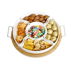 Aisbugur Ceramic Fruit Platter Multi Compartment <b>Snack</b> <b>Tray</b> For Outdoor Picnic Serving - Product Image 3