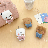 Porte-clés en peluche Bubu Dudu, adorable poupée panda en salopette, pendentif de sac pour couple Kawaii, jouet animal de dessin animé en coton PP, Saint-Valentin