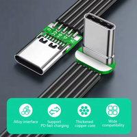 Cable USB-C a USB-C de 90 grados, de 5-200 cm °   Cable Adaptador en Ángulo para Banco de Energía, Cable de Carga Flexible PD, Cable USB C Plano de Silicona, 2A 480Mbps