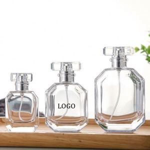 Custom Low MOQ Clear Glass Perfume Bottles 30ml 50ml 100ml Press <b>Pump</b> Refillable Spray Atomizers for Cosmetic Brands - Product Image 1
