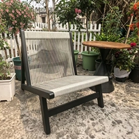 Chaise Moderne en Bois Massif pour Balcon, avec Corde Tressée, Confortable pour Jardin, Style Nordique
