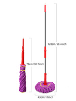 Serpillère ronde en microfibre avec cordon torsadé et manche télescopique en acier inoxydable pour le nettoyage des sols à la maison KOOCCA