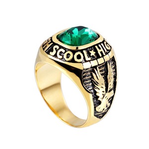 ZhuQian Großhandel Silber Goldplattierte Farbige Zirkon-Besetzte Türkische Siegelringe Herren Vintage Klassischer Männlicher Dominanz-Schmuck - Product Image 5