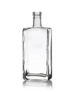 Free Sample 500ml 700ml 750ml Square Glass Bottle For Whiskey/Vodka/Gin