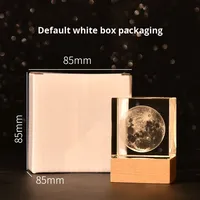 Boule de cristal blanche de la galaxie du système solaire créative, décoration de la maison, cube, gravure laser 3D, lumière nocturne lumineuse, cadeau, boîte en papier