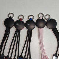 Cadeaux d'affaires : Câble micro USB tressé 3-en-1 avec logo LED, gaine TPE, chargeur lumineux et porte-clés multifonction
