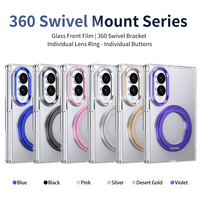 Support rotatif à 360° magnétique transparent avec coque PC anti-jaunissement et protection militaire pour Flip 3-8