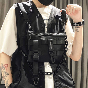 Sac de poitrine tactique fonctionnel en nylon unisexe, style Hip-Hop Streetwear, sac banane pour femme, noir, Wild Chest Rig - Product Image 2