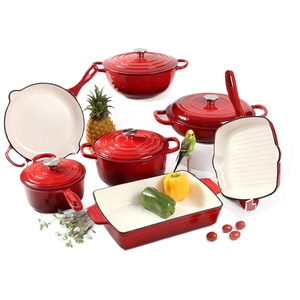 <span class=keywords><strong>Ensemble</strong></span> de casseroles et poêles en fonte émaillée antiadhésive, 11 pièces, avec couvercles, pour tous types de cuisinières, idéal pour la cuisson du pain au levain - Product Image 1