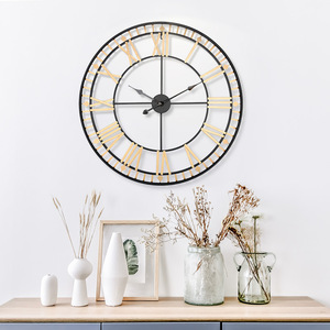 <span class=keywords><strong>Horloge</strong></span> <span class=keywords><strong>murale</strong></span> analogique à quartz avec aiguilles en fer, lettres anglaises modernes, grandes icônes, plaque épaisse de 25 mm pour salon - Product Image 4