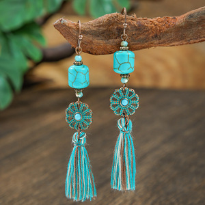 Wood Tassel <b>Drop</b> Earrings Antique <b>Bronze</b> Plated Bohemia Style For Women Party Fashion Jewelry - Product Image 3