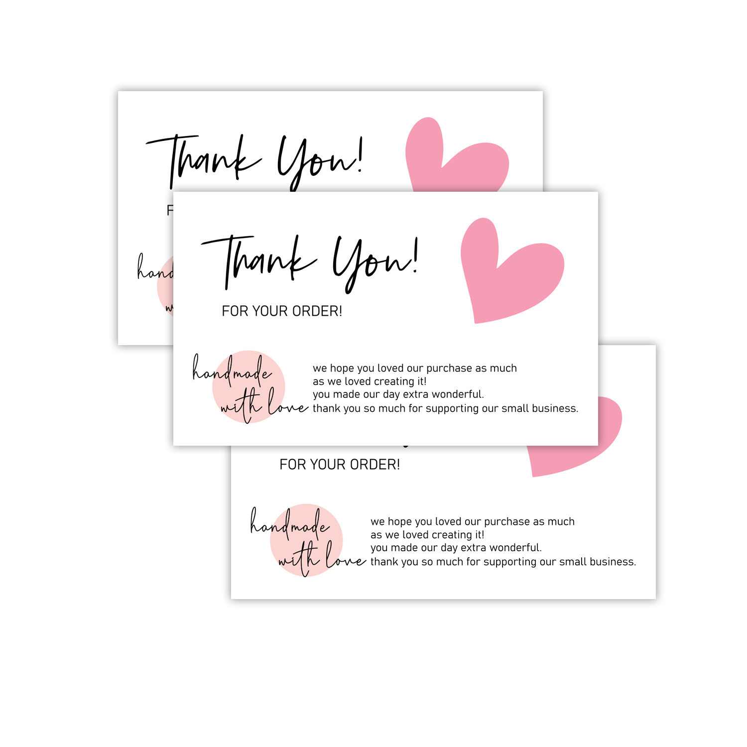 Wholesale white card stock logo printing thank you for your order paper cards