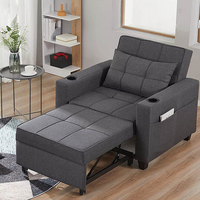 Canapé-lit pliable simple en tissu lin convertible pour hôtel, vente en gros