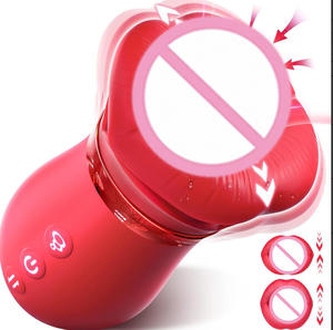 Masturbateur Féminin Rouge Lèvres Grandes Bouche Langue Vibrante Lèche-Sucer-Mord, Vibromasseur Multi-Vitesses USB 10 Modes pour Poitrine - Product Image 1