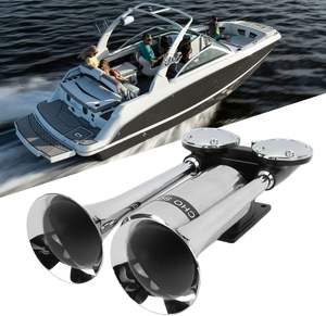 Bocina de aire de doble trompeta de 300DB para coches, barcos, altavoz de acero inoxidable, chapado en aleación de Zinc, bocina de Gas súper eléctrica de 12V/24V CC - Product Image 4