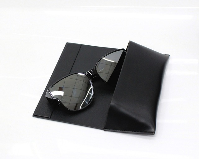 Waterproof Rectangle Fashionable Black Bag Custom Edge Paint Leather Hard Shell Eyeglass Sun Glasses Case With Pouch and Cloth