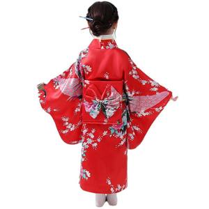 Kimono japonés largo con flor de pavo real tradicional, vestido para niños, disfraz Yukata <span class=keywords><strong>Haori</strong></span> 2017 - Product Image 4