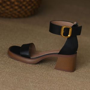 Chaussures compensées beiges à bout carré et nœud décoratif, en PU, semelle extérieure en caoutchouc, confortables toutes saisons, talon épais, livraison directe - Product Image 6