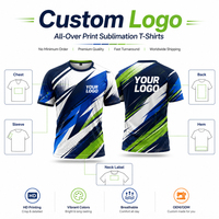 T-shirt personnalisé imprimé sur toute la surface, impression par sublimation 3D, 100% polyester, séchage rapide, respirant, vêtements de sport, uniformes d'équipe, en gros