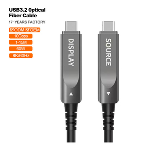 Câble USB 3.2 en fibre optique, version vidéo PVC, câble optique de type C 60W pour projection d'écran 8K60HZ, connexion HD, caméra en stock - Product Image 1