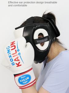 Casque de boxe pour adultes et enfants, protections de tête en cuir Sanda pour l'entraînement de Muay Thai, armure épaisse pour hommes et femmes - Product Image 4
