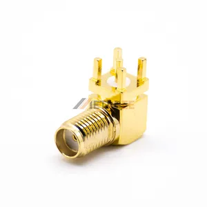 RP-SMA SMA Connector ชายหญิงไปยังแผง PCB Mount สายบัดกรีสําหรับเสาอากาศโคแอกเซียล RF ที่มีมุมตรงขวา