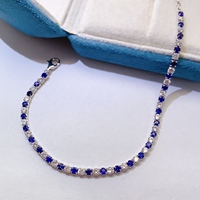 Nouvelle Collection Bracelet en Argent Sterling 925 avec Saphir Naturel de 2,5 mm et Pierres Espacées