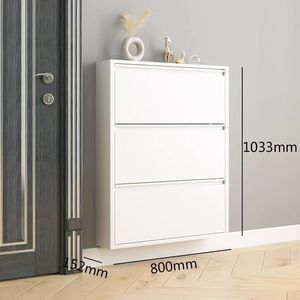 ตู้เก็บรองเท้าเหล็กสำหรับห้องนั่งเล่น 3 ชั้น พร้อมลิ้นชักแบบพับได้ สำหรับใช้ในระเบียง สไตล์เรียบง่าย - Product Image 1