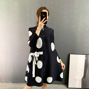Damen Freizeitkleid mit Spitze, Langarm, Knielang, <span class=keywords><strong>Polka</strong></span>-<span class=keywords><strong>Dot</strong></span>-Muster im Hemdstil - Product Image 2