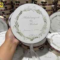 Tambourin d'invité de mariage en bois artificiel sur mesure Tambour de quatre pouces solide et durable et pratique en vente