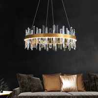 Lámpara Colgante de Cristal K9 con Forma de Espina de Pescado Irregular PM, Lámpara de Araña Larga de Lujo para Mesa de Comedor, Luces LED Modernas y Sencillas