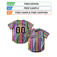Jersey Baseball Pelangi Desain Baru Berkualitas Tinggi JO, Bernapas, Ukuran Besar, Lengan Pendek, Bordir & Kustomisasi Personal