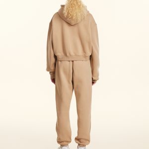 <b>Women's</b> Towel Embroidery & Printed Anti-Wrinkle Cropped Hoodie Set 100% Cotton Casual Plus Size <b>Sweatpants</b> Suit - Product Image 2