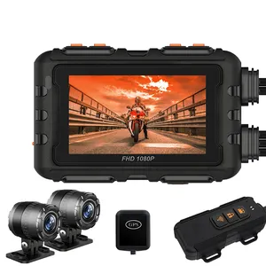 오토바이 카메라 FHD 1080P 듀얼 렌즈 오토바이 자전거 비디오 레코더 방수 나이트 비전 GPS 와이파이 대시 캠 모토