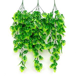 Jolie plante artificielle Monstera en feuilles, guirlande verte à suspendre pour décoration murale, 69 mailles, petite coquille de tortue double verte - Product Image 3