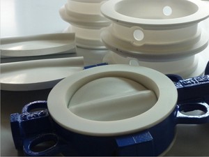 Corps <span class=keywords><strong>et</strong></span> <span class=keywords><strong>disque</strong></span> de type fendu de matériel de la vanne papillon WCB de gaufrette doublés par PTFE avec le PTFE - Product Image 6