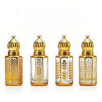 Flacon en verre pour huiles essentielles arabes, motif doré électroplaqué UV, avec bouchon roll-on et bouchon applicateur à bâtonnet