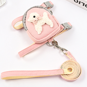 Luxury Adjustable Neoprene Nylon <b>Pet</b> <b>Harness</b> for Small Medium Dogs Solid Breathable Oxford Snack Backpack Fashion for Teddy - Product Image 4