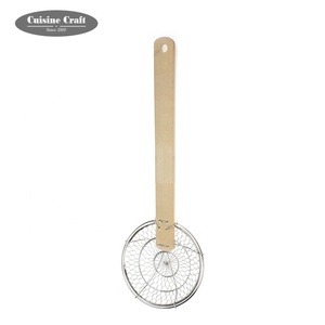 Bán Hot Dây Thép Không Gỉ Lọc Dây Colander Sàng Dây Skimmer Với Tay Cầm Bằng Gỗ - Product Image 2