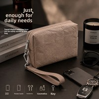 Sac de rangement en papier kraft lavé écologique pour trousse de toilette portable, sac de shopping et trajets quotidiens