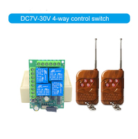 Sakelar Kontrol Jarak Jauh Nirkabel 4 Saluran DC 7V hingga 30V 433MHz Modul Relay RF dengan 2 Pengontrol untuk Motor Gerbang & Kit Elektronik