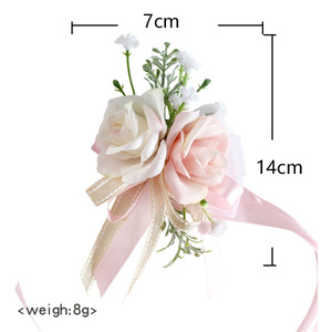 Ensemble corsage de poignet et boutonnière en soie, roses artificielles écologiques et imperméables pour mariée, demoiselle d'honneur, mariage, fête, bal de promo - Product Image 6