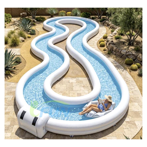 Attrezzatura per Parco Acquatico Esterno, Piscina Gonfiabile Gigante Portatile con <span class=keywords><strong>Fiume</strong></span> Lento per Giardino e Feste in Campeggio - Product Image 5